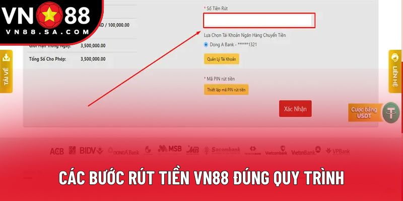Các bước rút tiền VN88 đúng quy trình